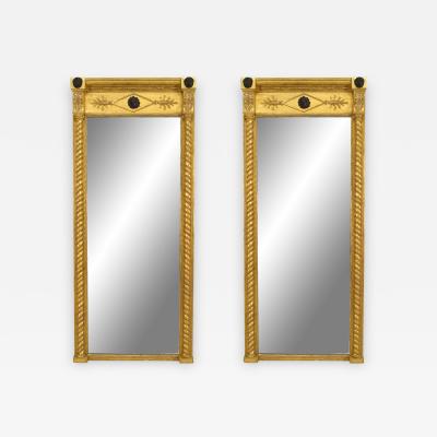Pair of French Louis XV Style Gilt and Beige Painted Wall Mirrors