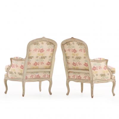 Pair of French Louis XV Style Painted Berg res C 1940