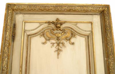 Pair of French Louis XV Style White and Gold Painted Doors
