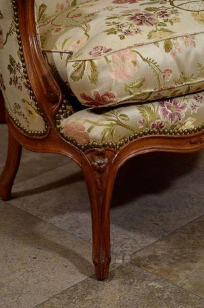 Pair of French Louis XV Walnut Bergere Chairs