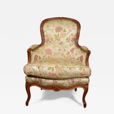 Pair of French Louis XV Walnut Bergere Chairs
