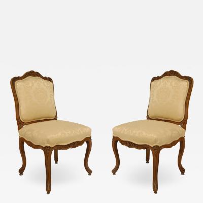 Pair of French Louis XV Walnut Side Chairs