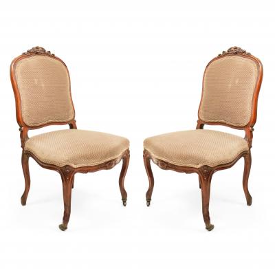 Pair of French Louis XV Walnut Side Chairs