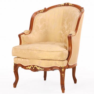 Pair of French Louis XV style Bergere Chairs C 1940 