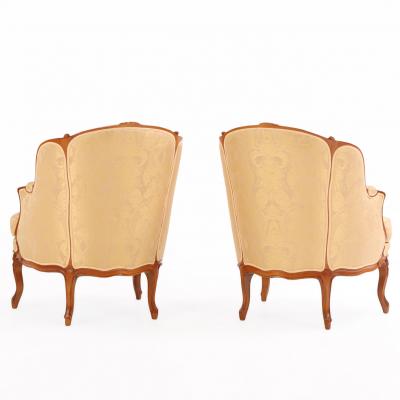 Pair of French Louis XV style Bergere Chairs C 1940 
