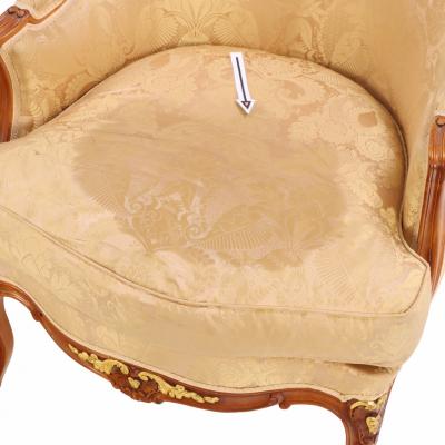 Pair of French Louis XV style Bergere Chairs C 1940 