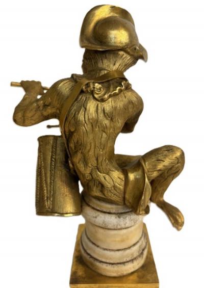 Pair of French Louis XV style gilt bronze monkeys playing musical instruments o