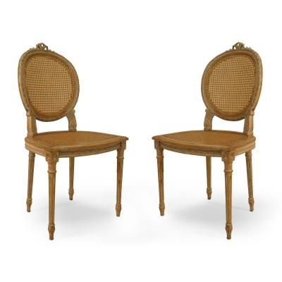 Pair of French Louis XVI Bleached Side Chairs
