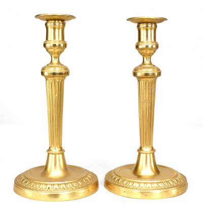 Pair of French Louis XVI Bronze Candlesticks