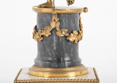 Pair of French Louis XVI Bronzed Marble Candlelabrum