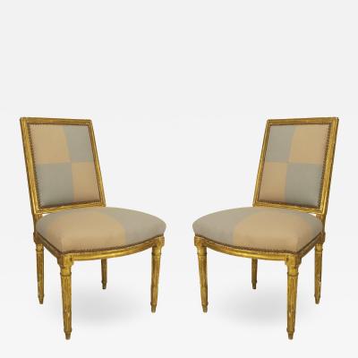 Pair of French Louis XVI Gilt Side Chairs