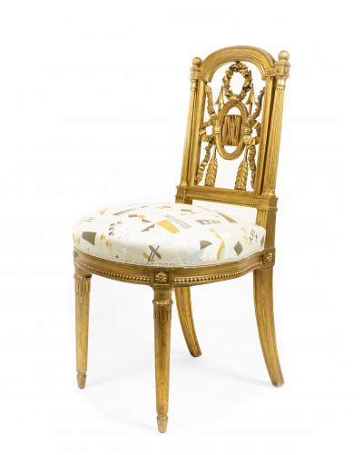 Pair of French Louis XVI Gilt Side Chairs
