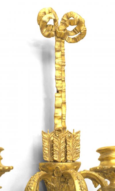 Pair of French Louis XVI Gilt Wooden Wall Sconces