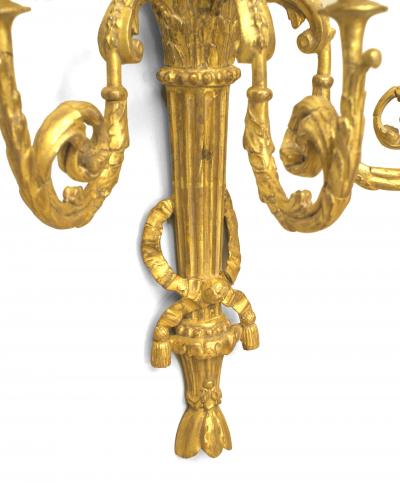 Pair of French Louis XVI Gilt Wooden Wall Sconces