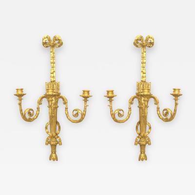 Pair of French Louis XVI Gilt Wooden Wall Sconces