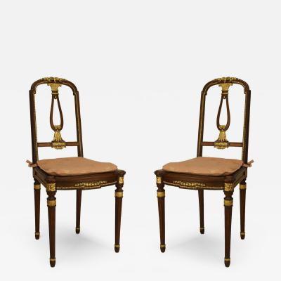 Pair of French Louis XVI Mahogany Side Chairs