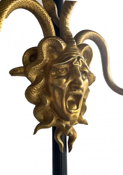 Pair of French Louis XVI Style 19th Century Bronze Medusa Hall Trees