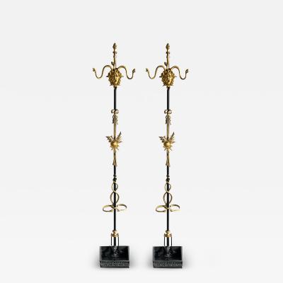 Pair of French Louis XVI Style 19th Century Bronze Medusa Hall Trees