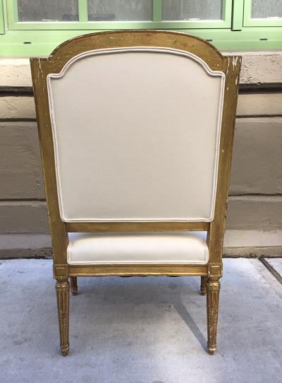 Pair of French Louis XVI Style 19th Century Giltwood Carved Chairs