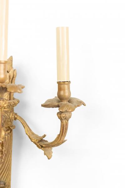 Pair of French Louis XVI Style Bronze Dore Torch Wall Sconces