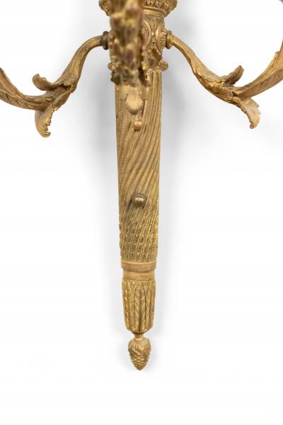 Pair of French Louis XVI Style Bronze Dore Torch Wall Sconces