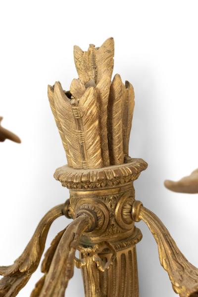 Pair of French Louis XVI Style Bronze Dore Torch Wall Sconces