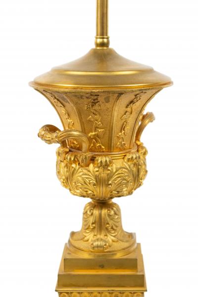 Pair of French Louis XVI Style Bronze Dore Urn Table Lamps