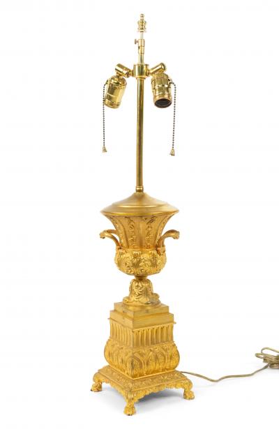 Pair of French Louis XVI Style Bronze Dore Urn Table Lamps