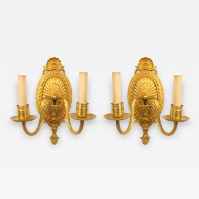 Pair of French Louis XVI Style Bronze Dore Wall Sconces