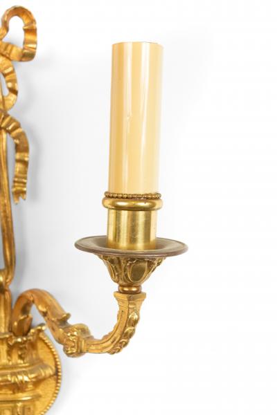 Pair of French Louis XVI Style Bronze Dore Wall Sconces
