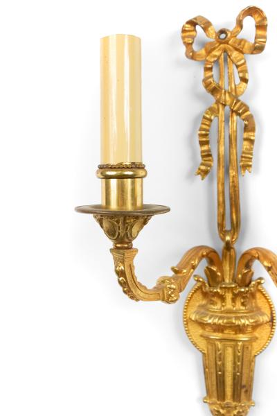 Pair of French Louis XVI Style Bronze Dore Wall Sconces