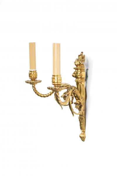Pair of French Louis XVI Style Bronze Dore Wall Sconces