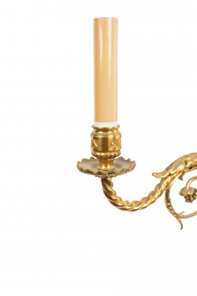 Pair of French Louis XVI Style Bronze Dore Wall Sconces