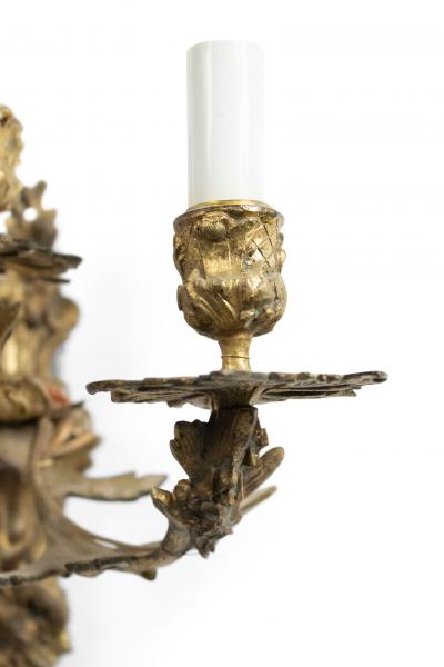 Pair of French Louis XVI Style Bronze Dore Wall Sconces