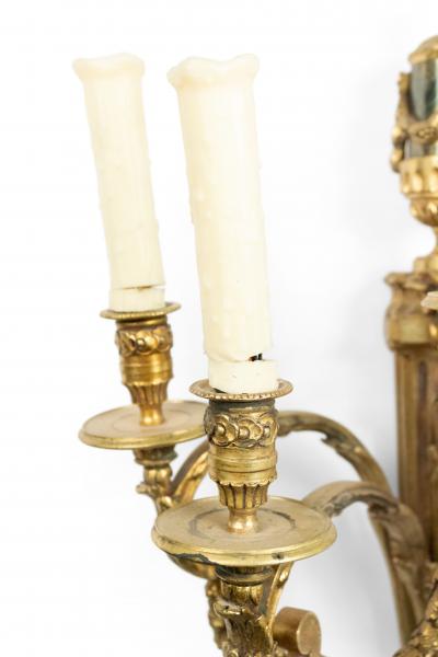 Pair of French Louis XVI Style Bronze Dore Wall Sconces
