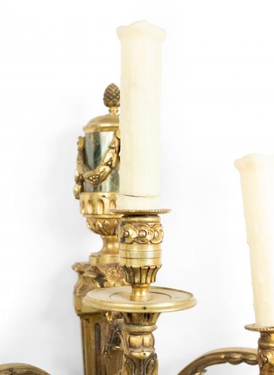 Pair of French Louis XVI Style Bronze Dore Wall Sconces