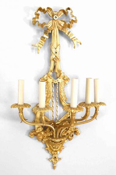 Pair of French Louis XVI Style Bronze Dore Wall Sconces