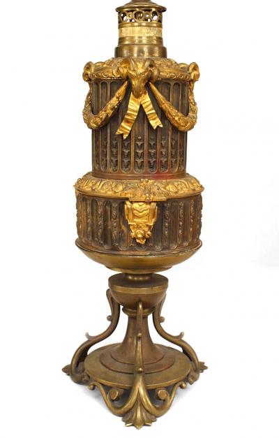 Pair of French Louis XVI Style Bronze Ram Table Lamps