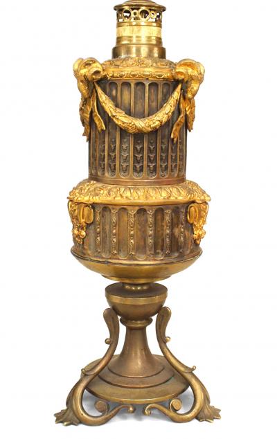 Pair of French Louis XVI Style Bronze Ram Table Lamps