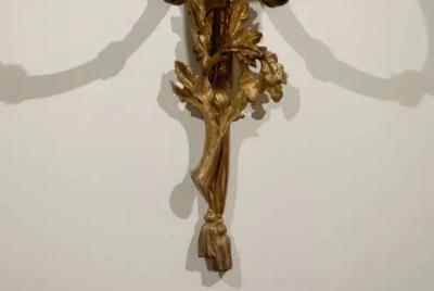 Pair of French Louis XVI Style Bronze Two Light Sconces with Hunting Horns