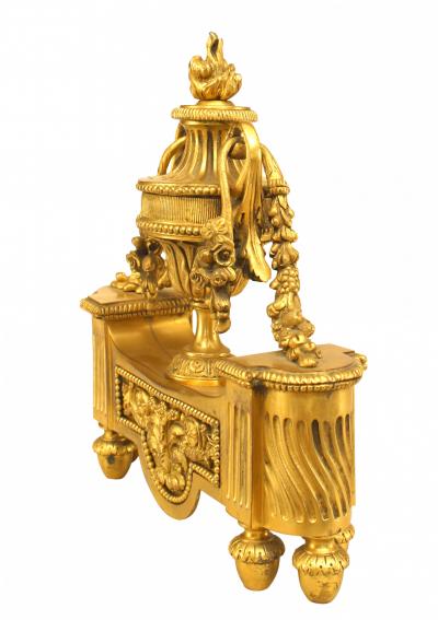 Pair of French Louis XVI Style Bronze Urn Andirons