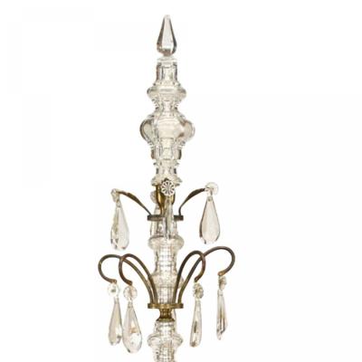 Pair of French Louis XVI Style Bronze and Crystal Candelabras