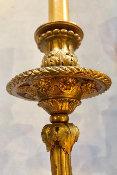Pair of French Louis XVI Style Dore Bronze Sconces with Foundry Name