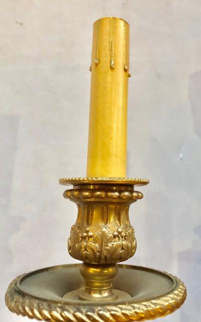 Pair of French Louis XVI Style Dore Bronze Sconces with Foundry Name