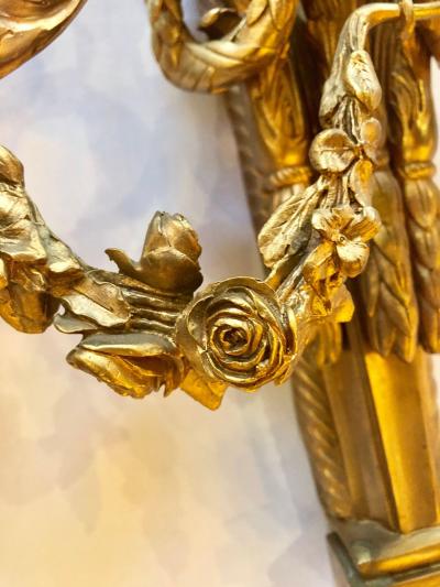 Pair of French Louis XVI Style Dore Bronze Sconces with Foundry Name