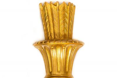 Pair of French Louis XVI Style Gilt Bronze Two Light Wall Sconces Candelabra