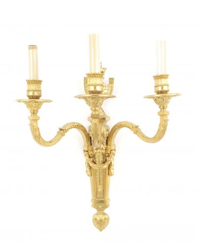 Pair of French Louis XVI Style Gilt Wall Sconces