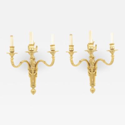 Pair of French Louis XVI Style Gilt Wall Sconces