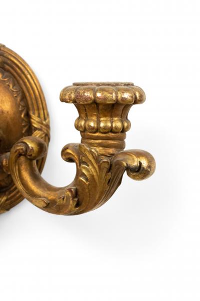 Pair of French Louis XVI Style Giltwood Oval Wall Sconces