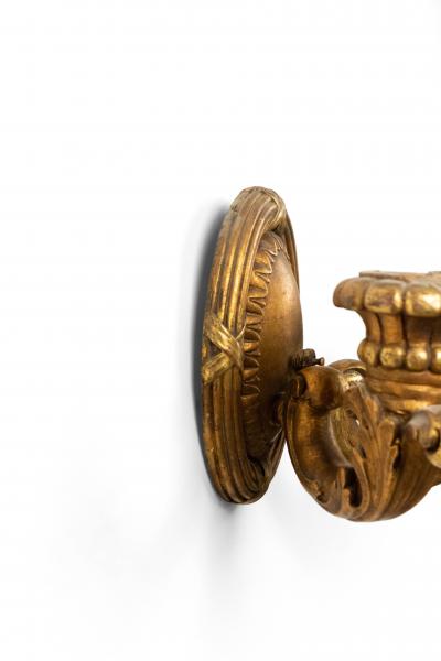 Pair of French Louis XVI Style Giltwood Oval Wall Sconces